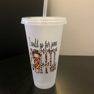 Custom Leopard Print Coffee Tumbler with Straw